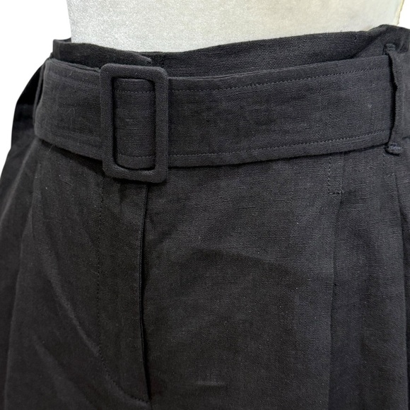 MARELLA by Max Mara Panama Linen Pleated High Waist Belted Shorts Black NWT $225 - Picture 10 of 16